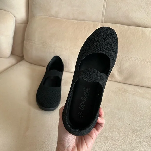 NEW Mary Jane Black Knit Woven Stylish, Comfort Platform Slip-on | Foam Insole - Picture 11 of 12